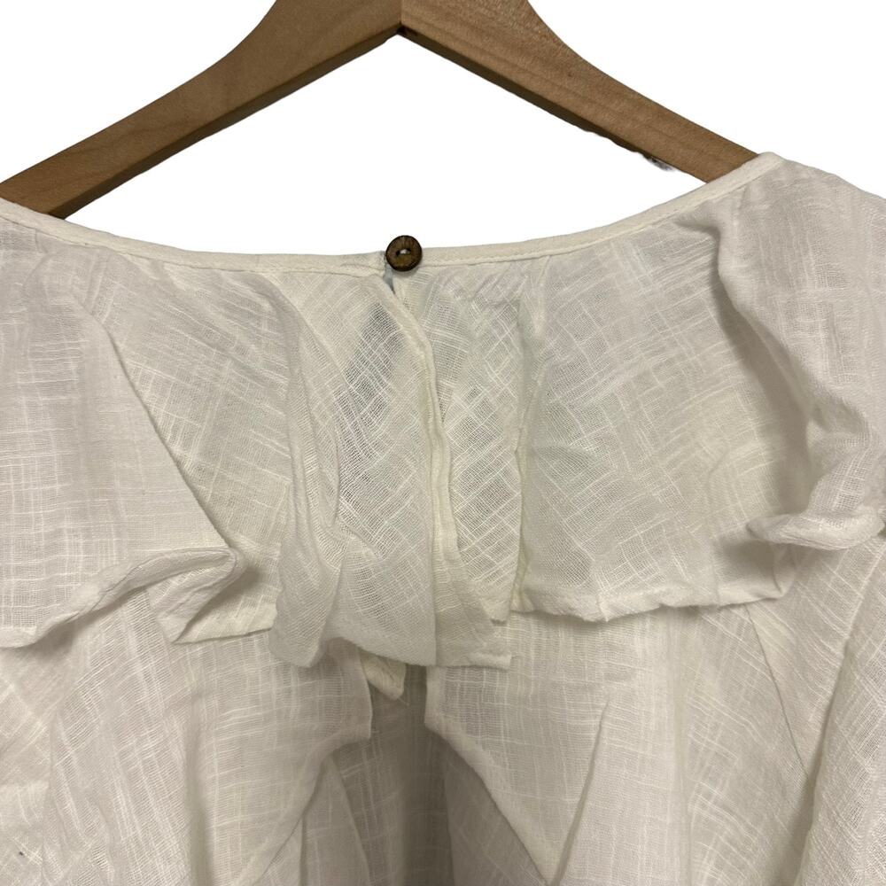Free People White Open-Back Ruffled Blouse - Picture 8 of 11